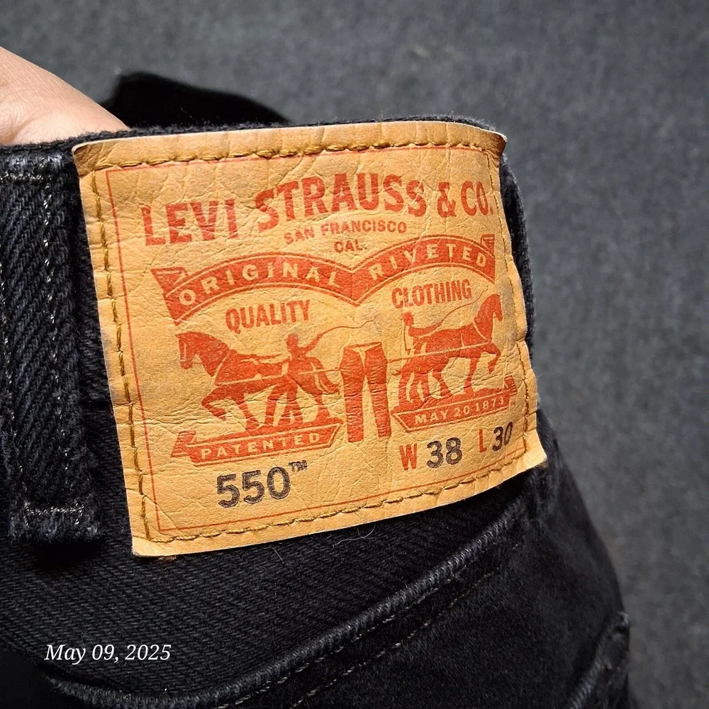 Levi 550‎ Jeans Men 38x30 Black Relaxed Tapered Denim Casual Work Pants